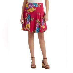 Lauren Ralph Lauren Floral Georgette Pink Skirt Knee Length size 16